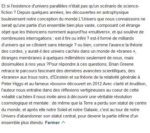  La réalité cachée ; les univers parallèles et les lois du cosmos 