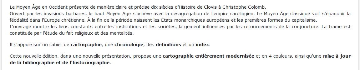 Le Moyen-âge en Occident livre