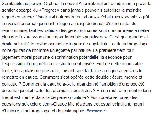  Le complexe d'Orphée ; la gauche, les gens ordinaires et la religion du progrès 
