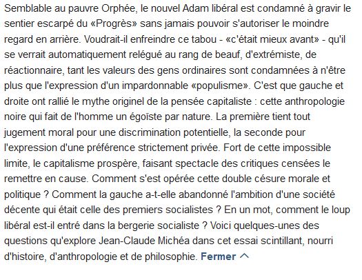  Le complexe d'Orphée ; la gauche, les gens ordinaires et la religion du progrès 