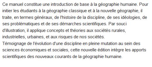 Introduction à la géographie humaine