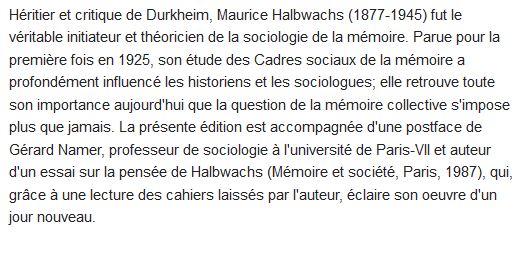 les cadres sociaux de la memoire