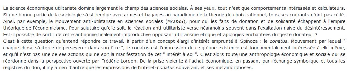 Essai d'anthropologie économique spinoziste