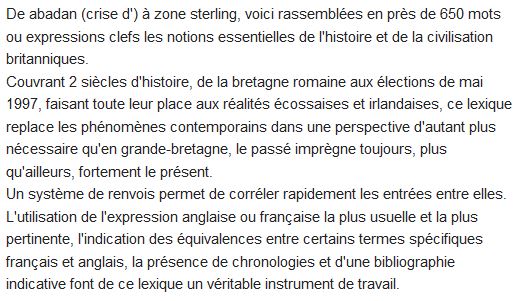  Lexique d'histoire et de civilisation britanniques 