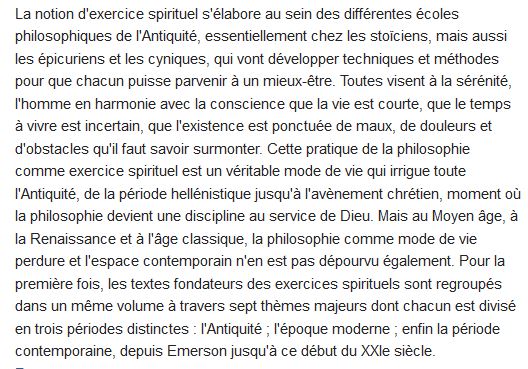  Exercices spirituels philosophiques : une anthologie de l'Antiquité à nos jours 