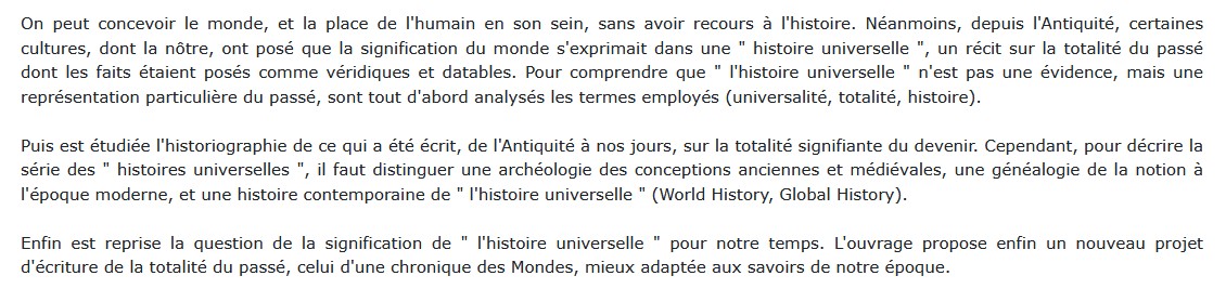 Le Monde, l'Histoire. Essai sur les histoires universelles, Hervé Inglebert