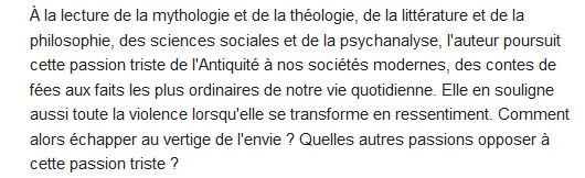  L'envie ; essai sur une passion triste 