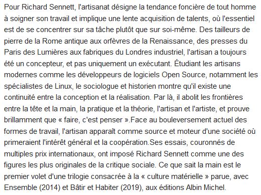  Ce que sait la main : la culture de l'artisanat 