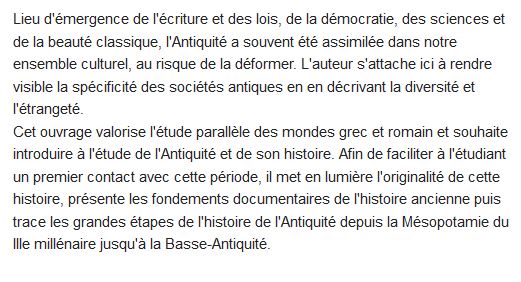  Introduction à l'histoire de l'Antiquité 