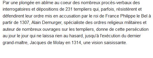  La persécution des templiers ; journal (1307-1314) 