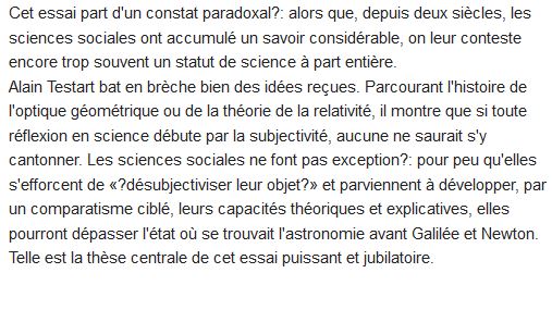  Essai d'épistemologie pour les sciences sociales 
