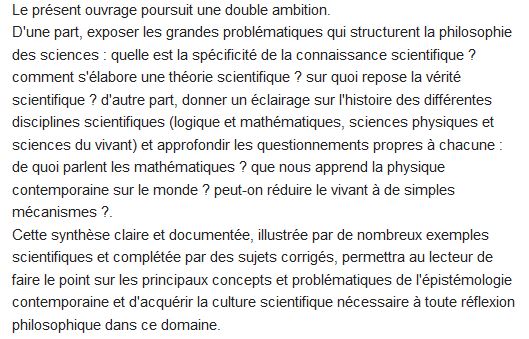  Introduction à la philosophie des sciences 