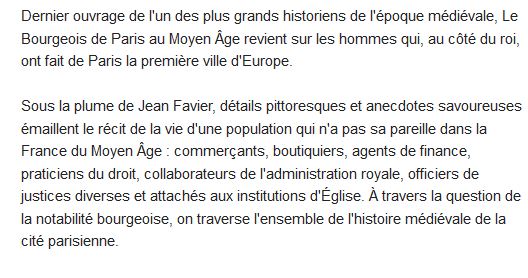  Le bourgeois de Paris au Moyen Age 
