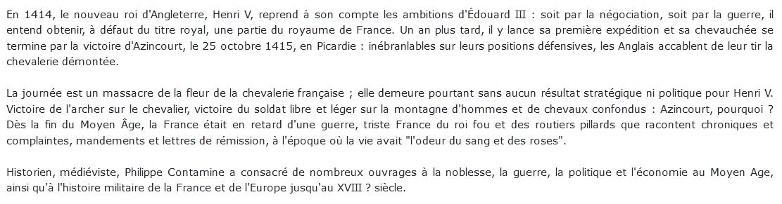 Azincourt  Philippe Contamine 