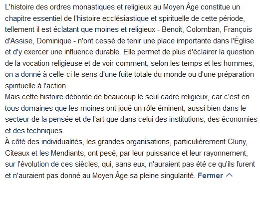  Les ordres monastiques et religieux au Moyen Age 
