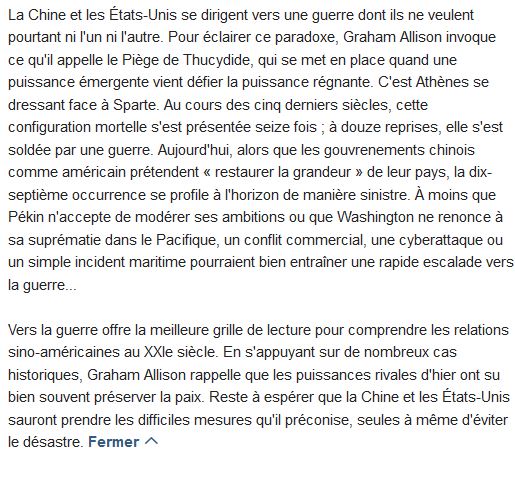  Vers la guerre : l'Amérique et la Chine dans le piège de Thucydide ? 