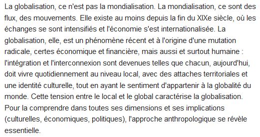  Anthropologie de la globalisation 