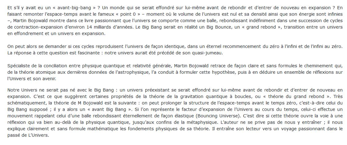 Avant le big bang