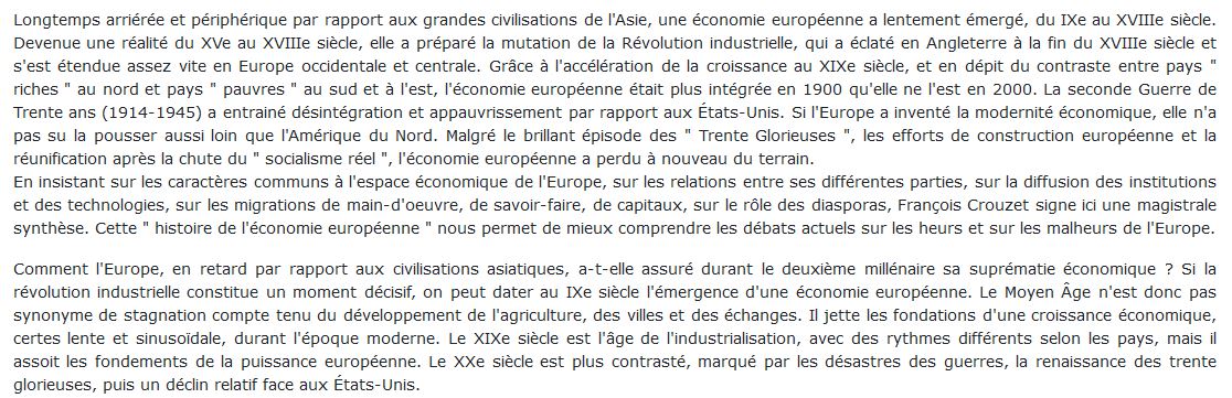 Histoire de l'économie européenne