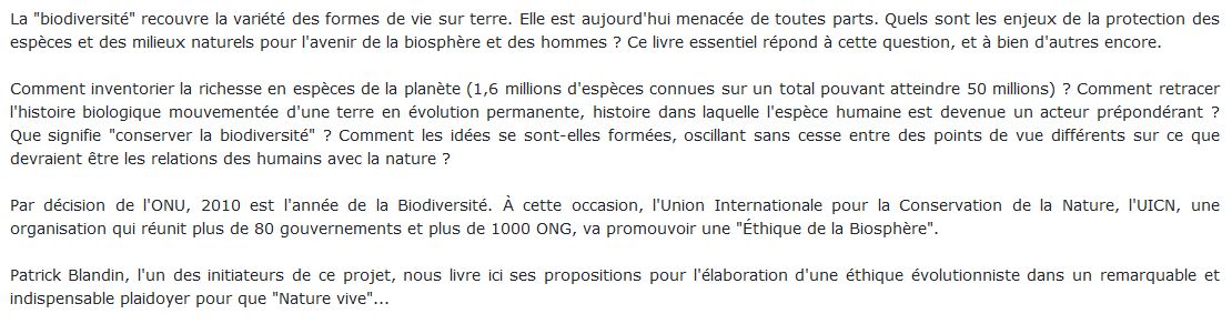 L'avenir du vivant