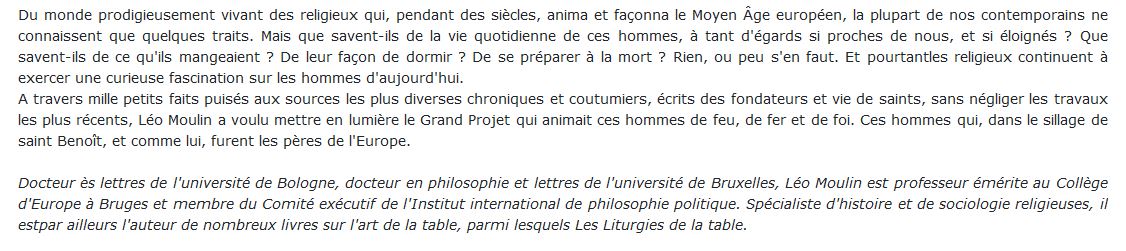 Vie quotidienne des religieux au Moyen-Âge