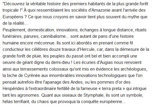  Amazonie ; les 12 travaux des civilisations précolombiennes 