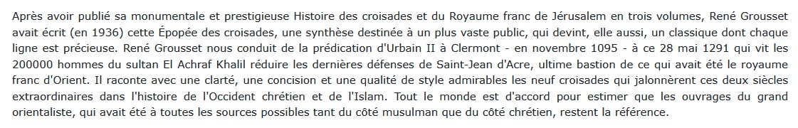 L'Epopée des croisades, René Grousset