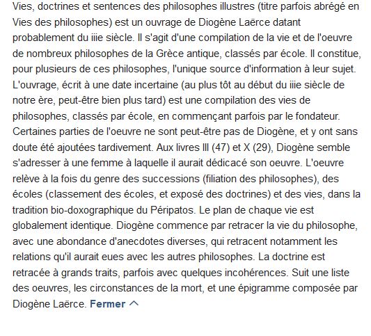 Vies et doctrines des philosophes de l'Antiquite