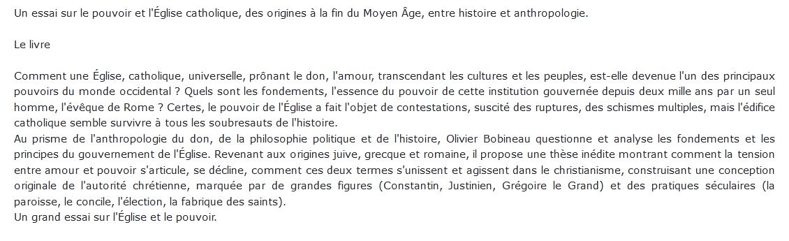 Une sociologie du pouvoir dans l'Eglise
