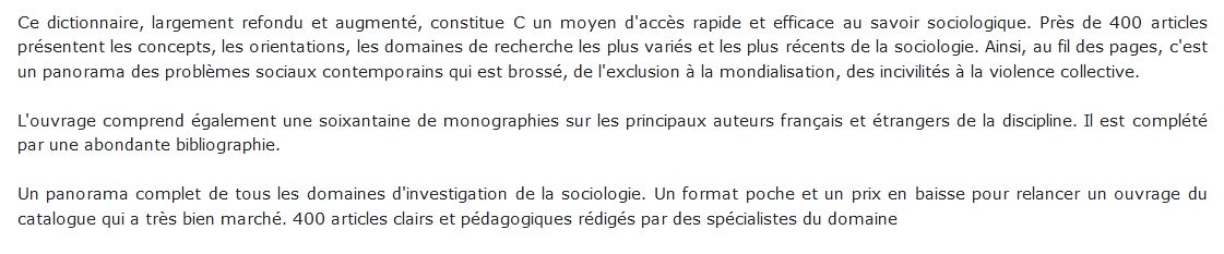 Dictionnaire de sociologie