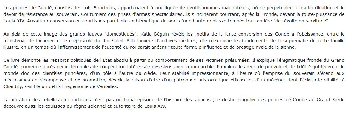 Rebelles, courstisans et mécènes dans la France du grand siècle