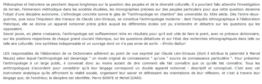 Dictionnaire de l'ethnologie