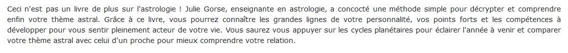 Décryptez votre thème astral, Julie Gorse 