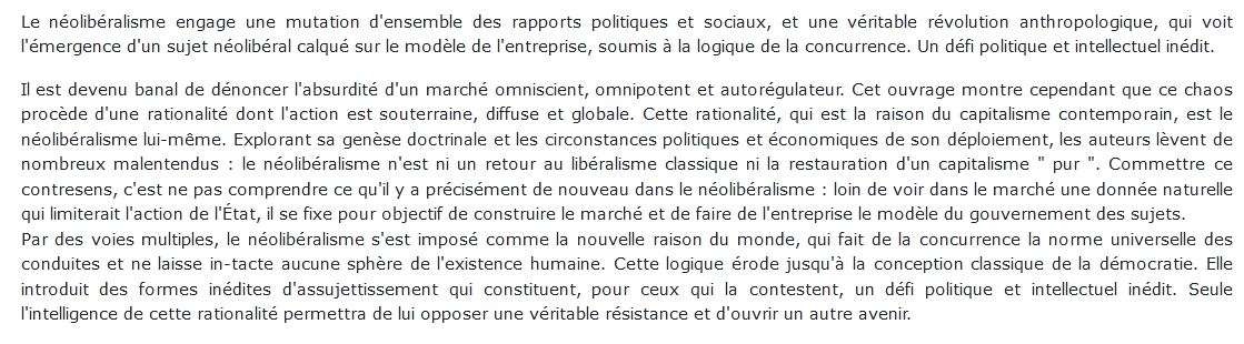 Essai sur la société néolibérale