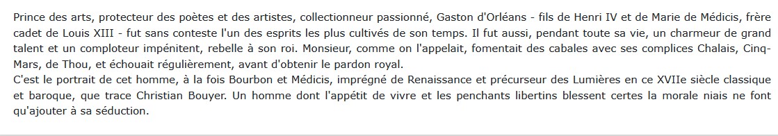 Gaston d'Orleans 1608-1660, Christian Bouyer