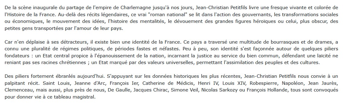 Histoire de la France : le vrai roman national, Jean-Christian Petitfils