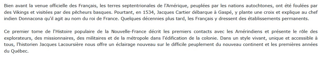 Histoire Populaire de la Nouvelle-France
