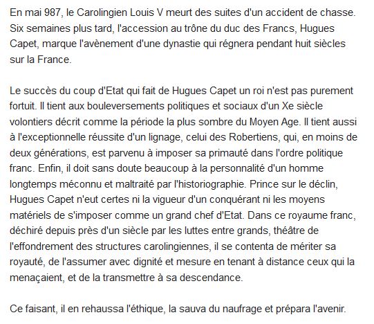  Hugues Capet : Naissance d'une dynastie 