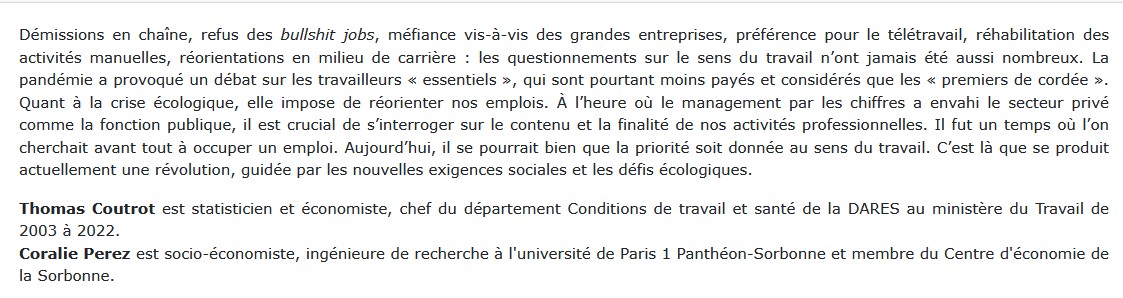Redonner du sens au travail, Thomas Coutrot