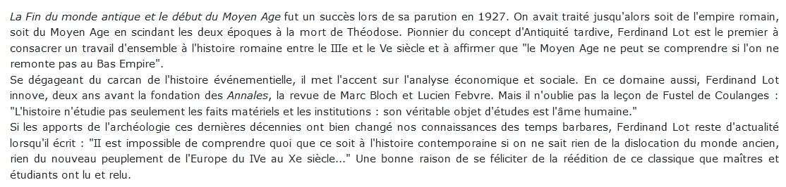 Fin du monde antique et le début du Moyen Age