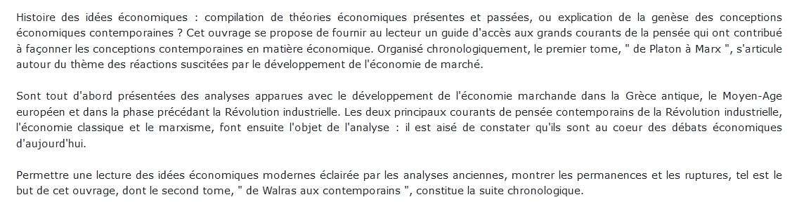 Histoire des idées économiques