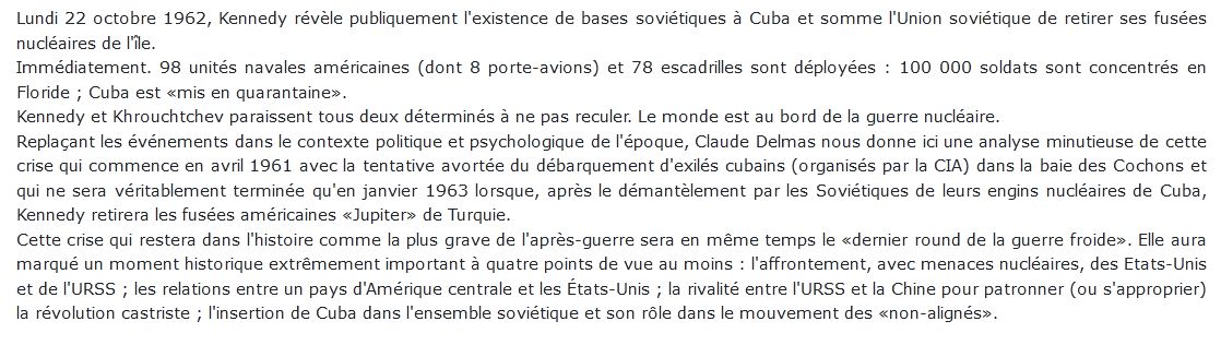 De la Révolution à la Crise des fusées