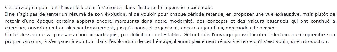 Des présocratiques à la modernité