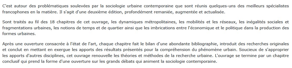 Enjeux de la sociologie urbaine kaufman