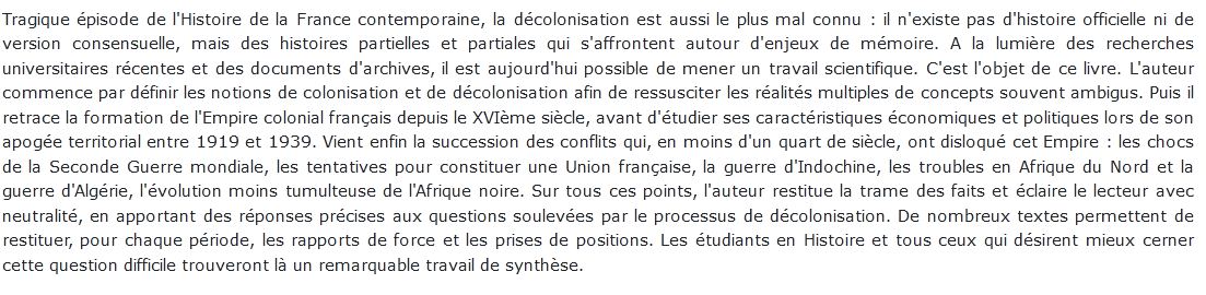 l'Empire français à la décolonisation