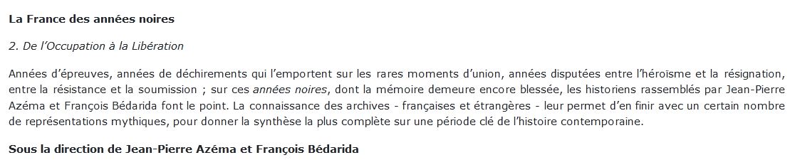 De l'Occupation à la Libération