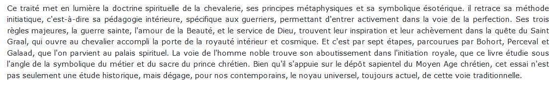 La voie chevaleresque et l'initiation royale dans la tradition chrétienne