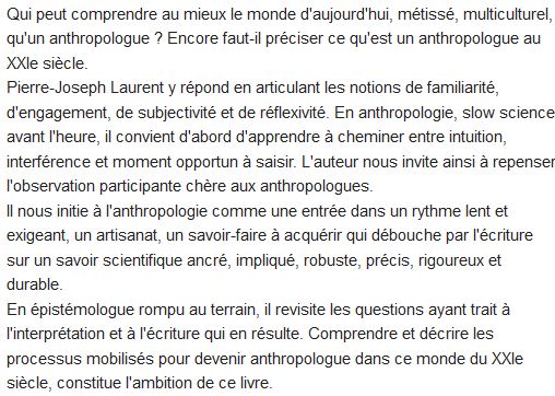 Devenir anthropologue