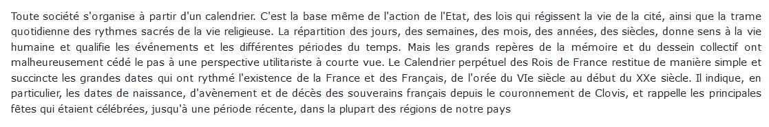 Calendrier perpétuel des Rois de France Sorval