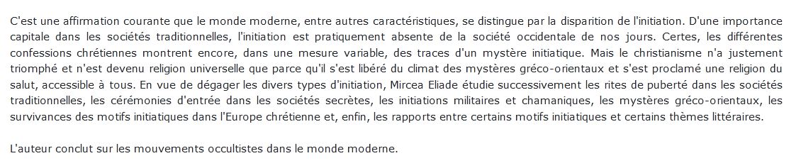 Essai sur quelques types d'initiation